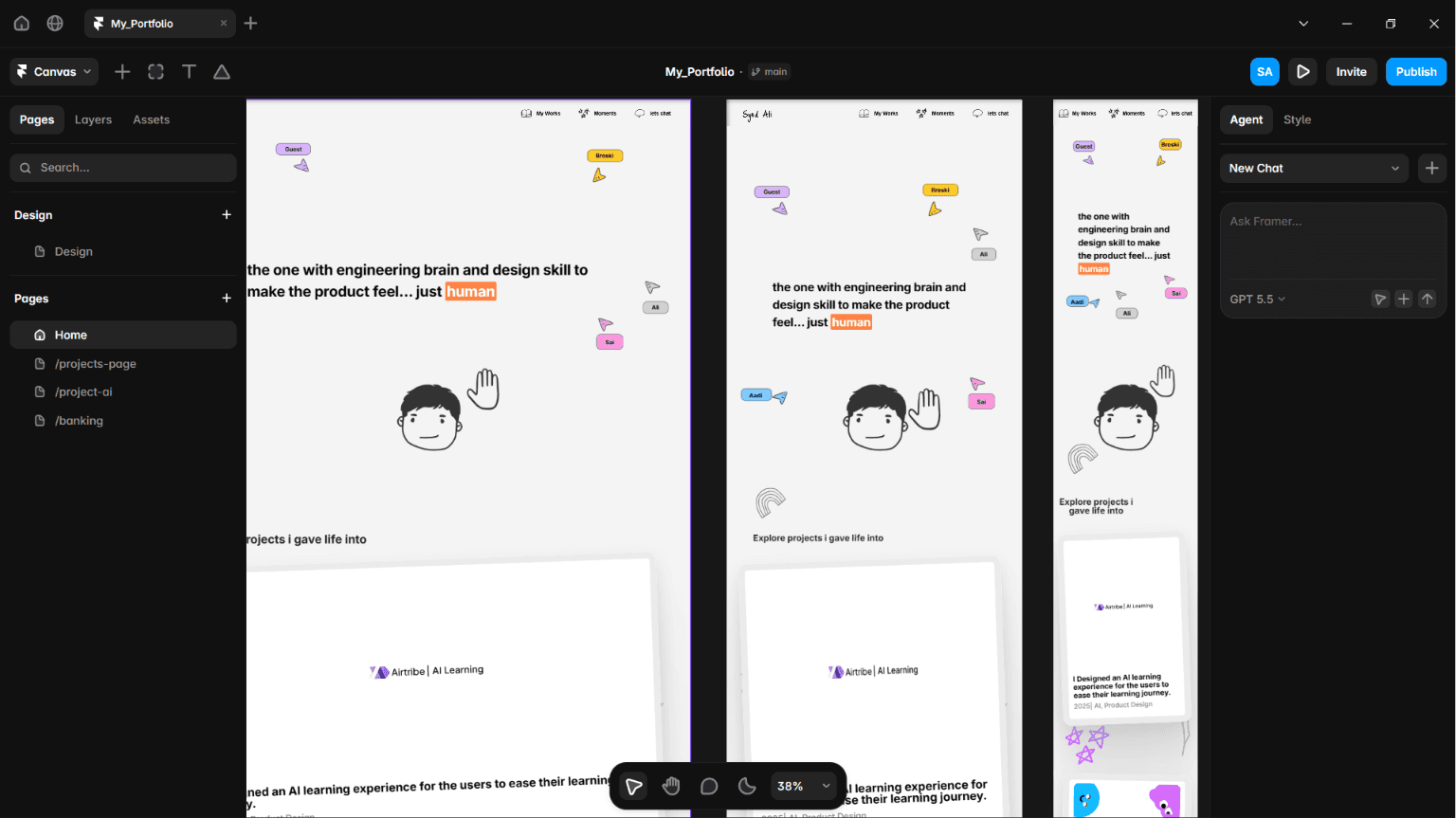Framer workspace screenshot