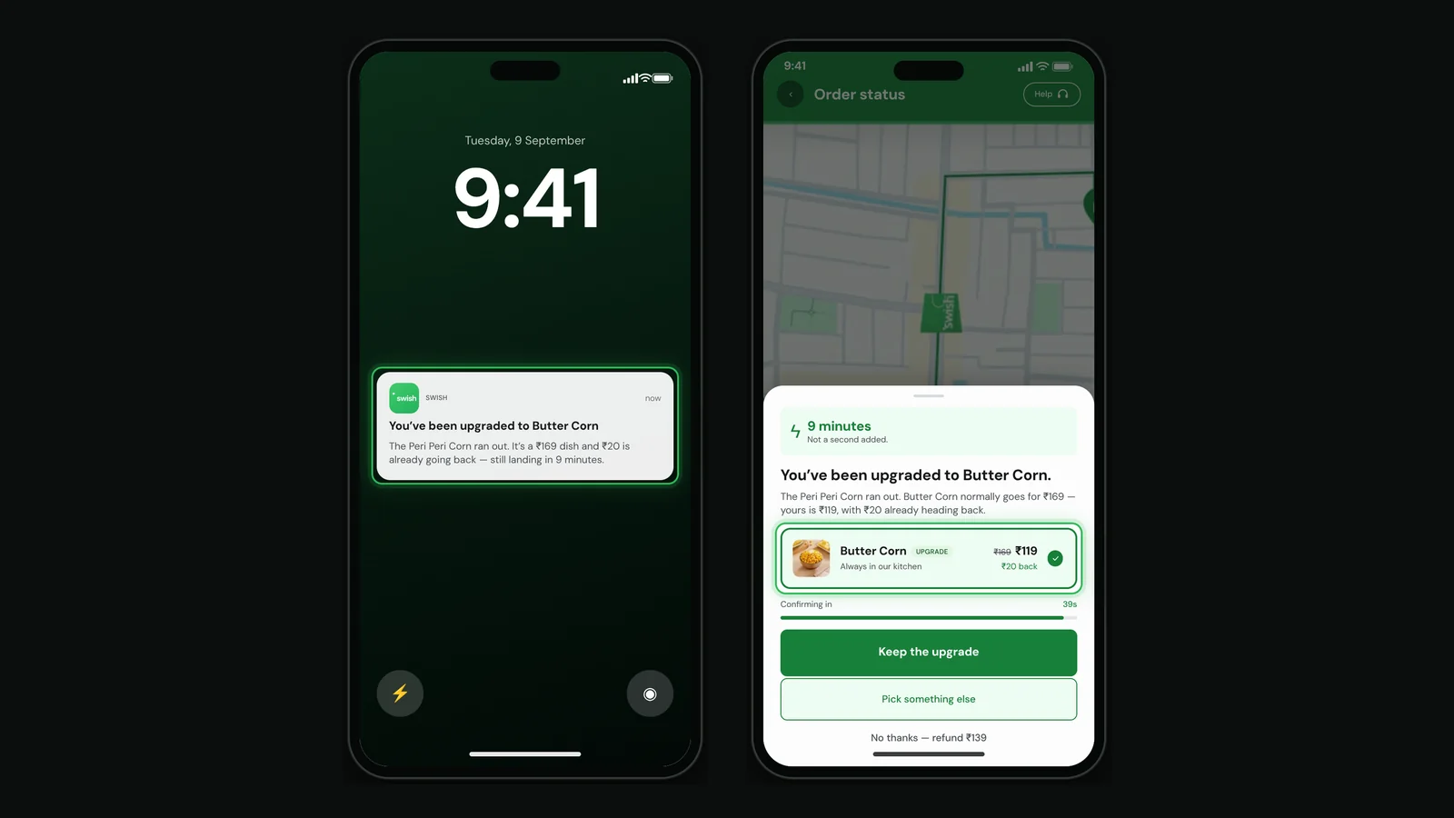 Lock screen notification and swap sheet